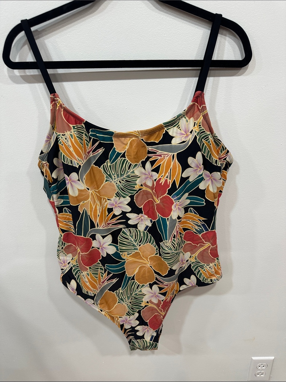 Hurley Tropical Floral One-Piece Swimsuit - Black with Multicolor Flowers